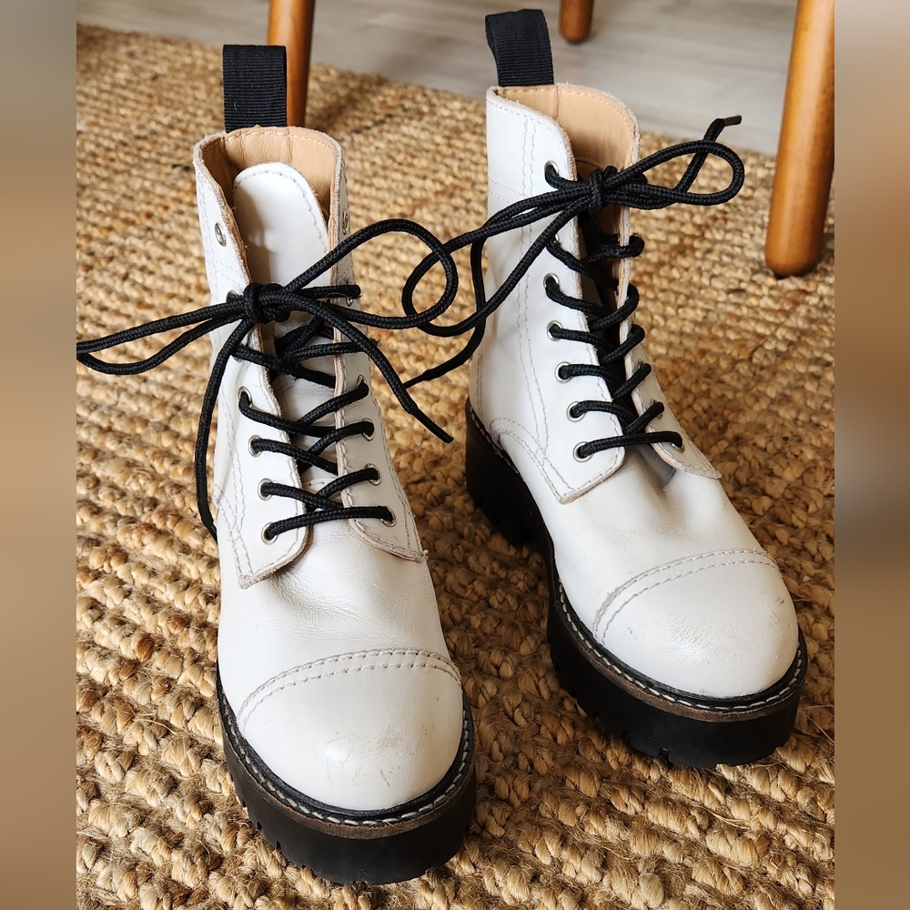 White Combat Boots